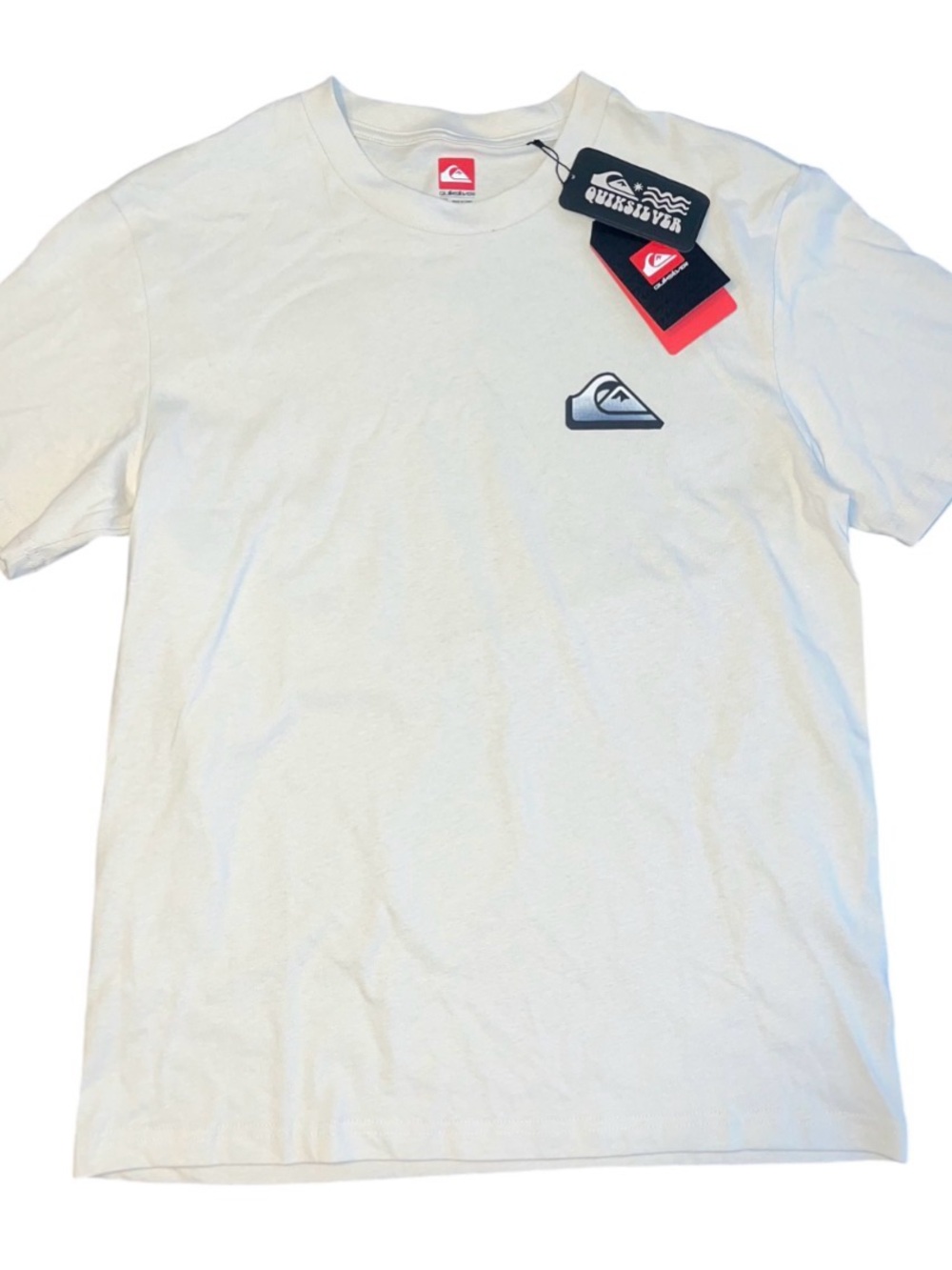 Quiksilver Beige Wave Surf Logo Short Sleeve Tee Shirt NWT Men’s Medium